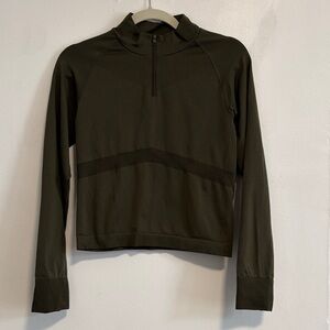 Olive Green Long Sleeve Cropped Pullover